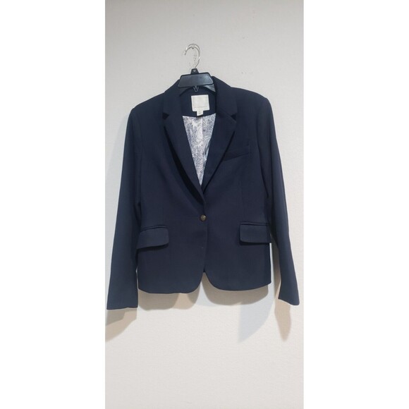 Mercer & Madison Womens Navy Blue Corduroy One Button Blazer Jacket Sz M - Picture 2 of 8